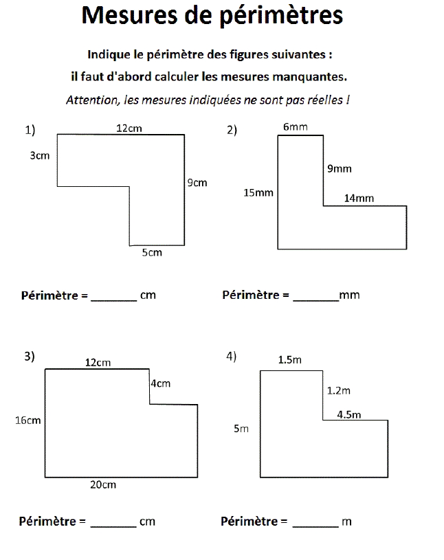 Exercices Périmètre Ce2 à Imprimer Périmètre et Aire - Ecole élémentaire Condorcet