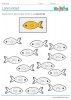colorie le poisson qui nage dans le même sens