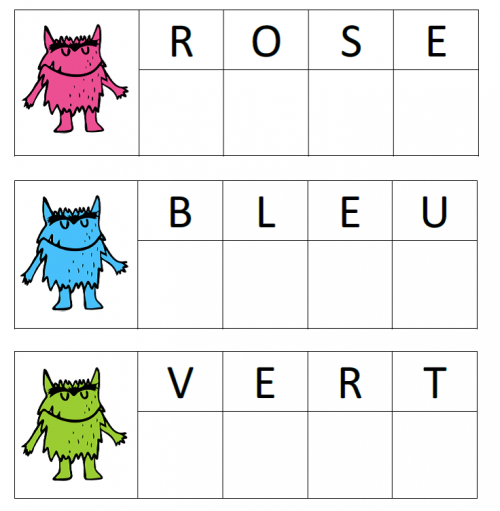 Les mots des couleurs Ecole maternelle d