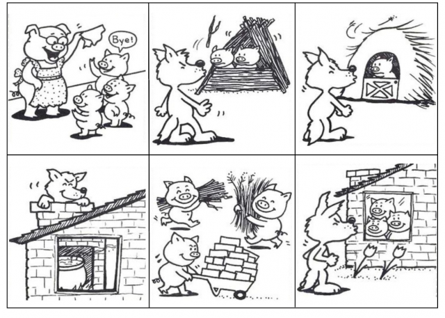 Trois petits cochons (Les) - Une histoire à colorier