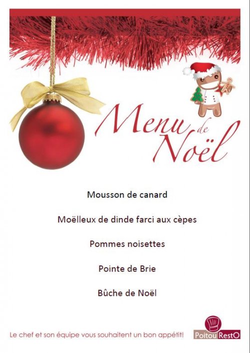 Le menu de Noël - Ecole du lac (Saint-Cyr)
