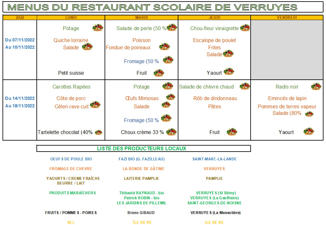 Menus de novembre - Ecole du marronnier